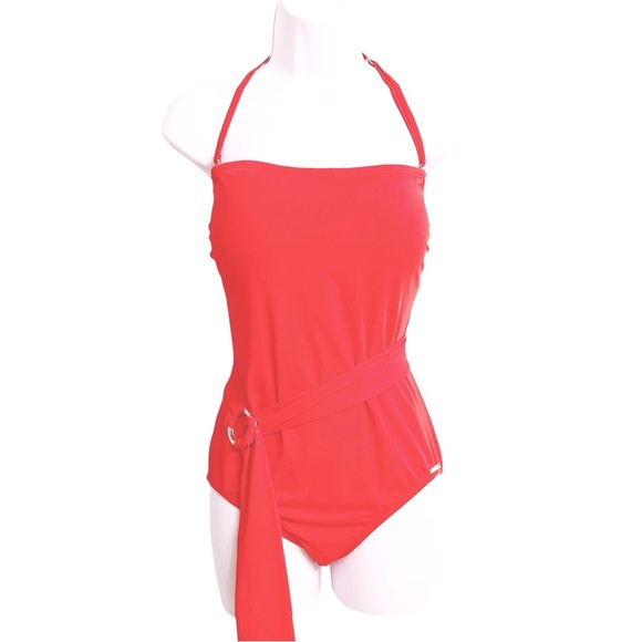 Vince Camuto Coral Swimsuit with Belt Size 14 - Picture 2 of 8